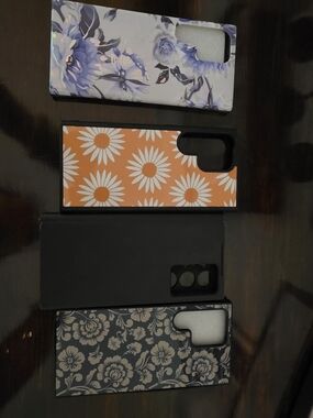 S23 Note Stylish Floral & Daisy Phone Case Set - Orange, Black, Purple, Gray